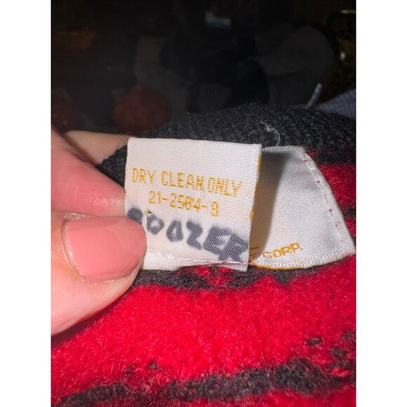 Vintage Tally 100% Boiled Wool Button Cardigan Sweater Red Floral Grandmacore - Picture 6 of 12